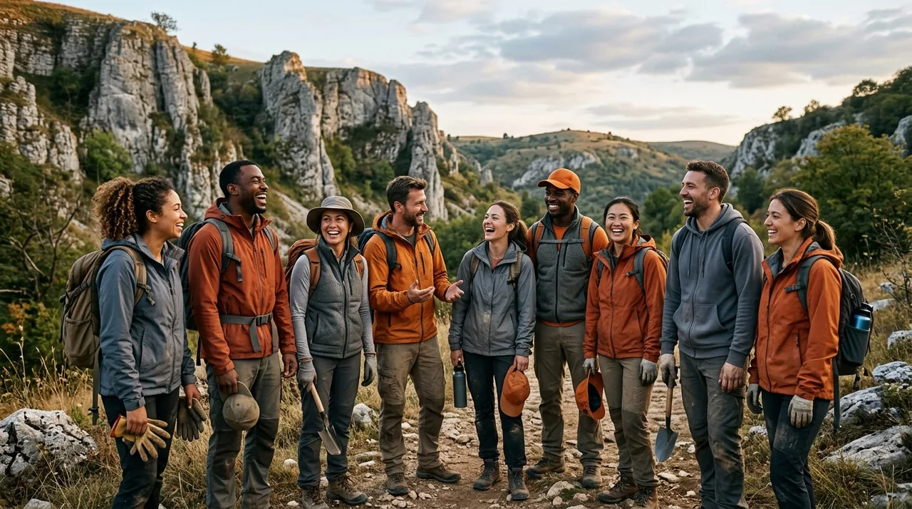 Groupe de bénévoles après chantier conservatoire